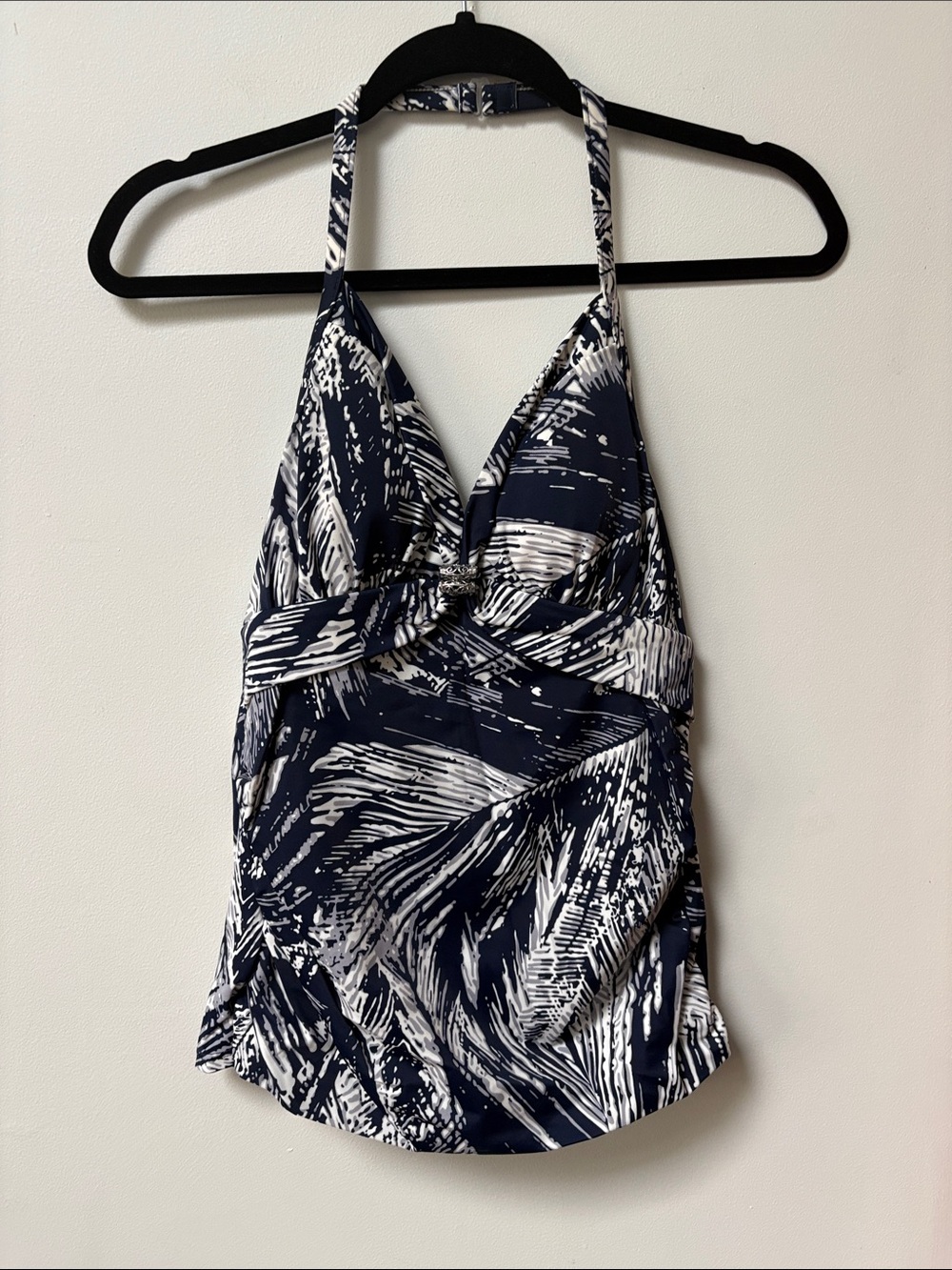 Caribbean Joe SILVER LINING Alyson Halter Tankini Top,Size 10,NWT